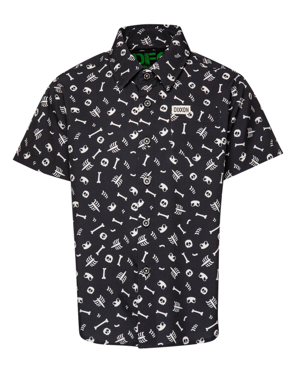 BONE ZONE PARTY SHIRT SHORT SLEEVE BUTTON UP - YOUTH