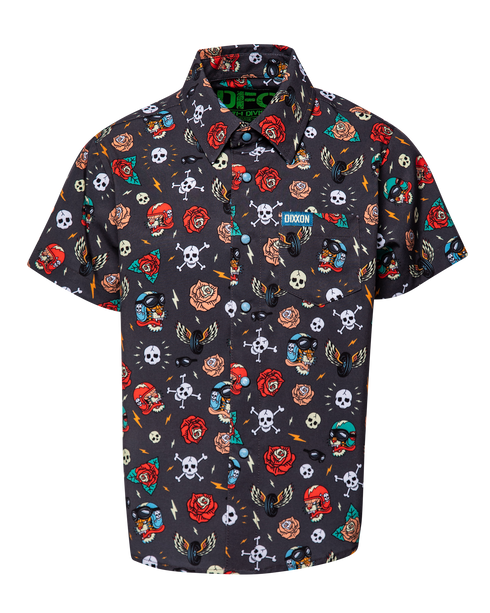 MOBBIN' PARTY SHIRT SHORT SLEVE BUTTON UP - YOUTH