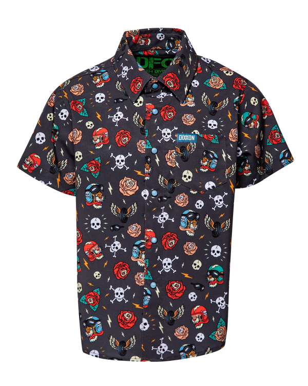 MOBBIN' PARTY SHIRT SHORT SLEVE BUTTON UP - YOUTH