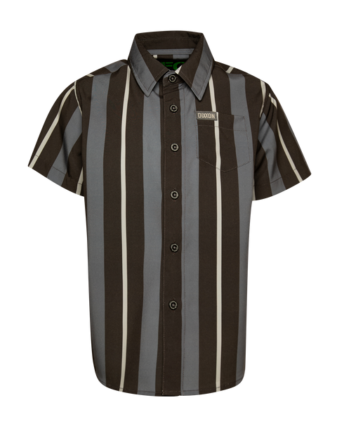 THE MARINA - GREY & BLACK PARTY SHIRT SHORT SLEEVE BUTTON UP - YOUTH