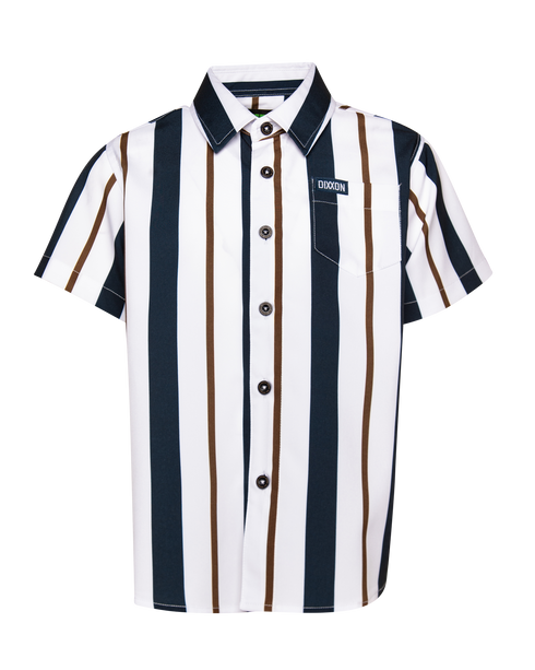 THE MARINA - NAVY & WHITE PARTY SHIRT SHORT SLEEVE BUTTON UP - YOUTH