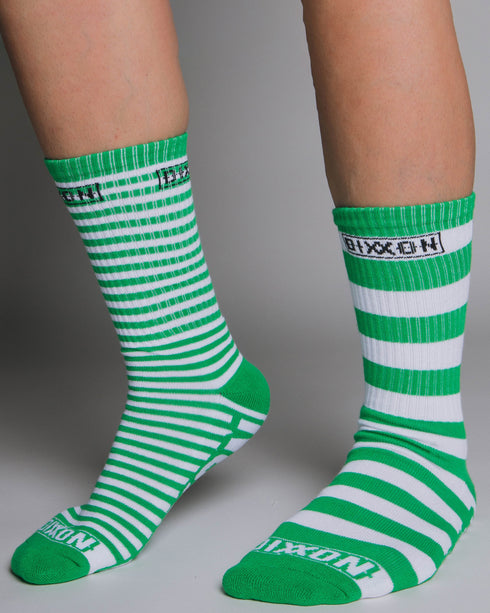 GREEN STRIPER CREW SOCKS