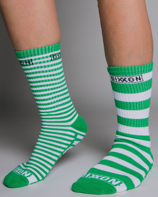 GREEN STRIPER CREW SOCKS