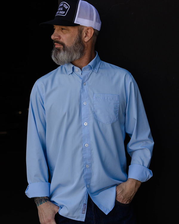 BAMBOO LONG SLEEVE DRESS SHIRT SOLID LIGHT BLUE 2.0 - MENS