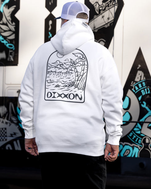 BLUE SEASIDE PULLOVER HOODIE WHITE - MENS