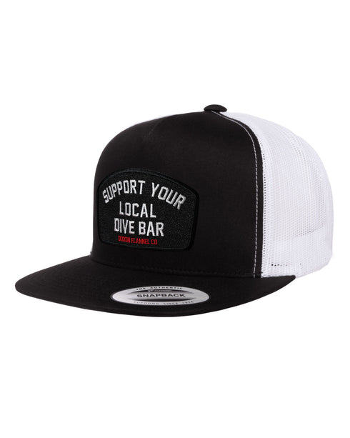 SUPPORT YOUR LOCAL DIVE BAR TRUCKER HAT - BLACK/WHITE