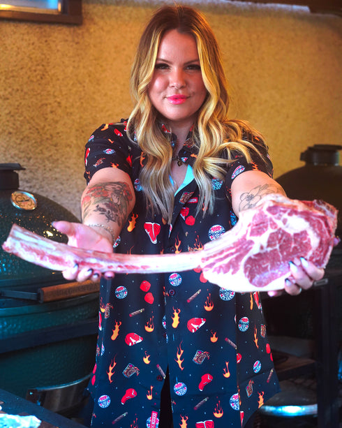 DARKSIDE OF THE GRILL SHORT SLEEVE BUTTON UP - WOMENS