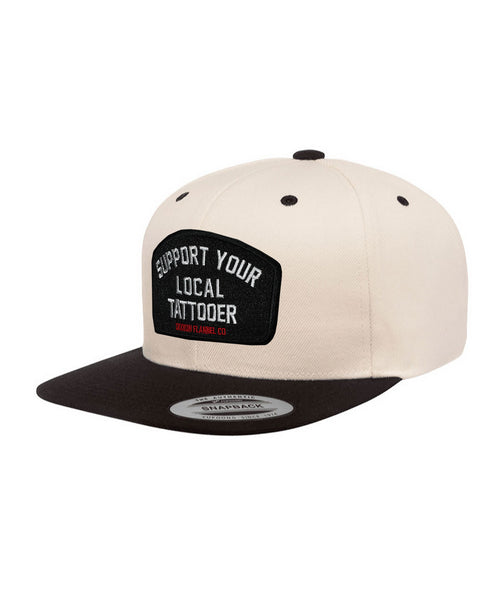 SUPPORT YOUR LOCAL TATTOOER  HAT - NATURAL/BLACK