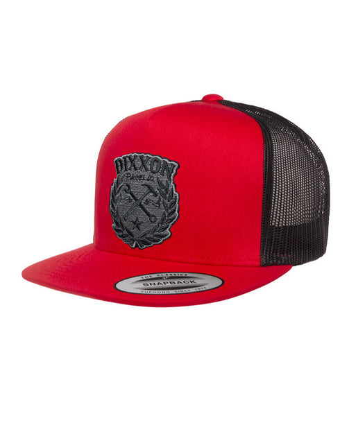SKETCHY CREST TRUCKER HAT - RED/BLACK