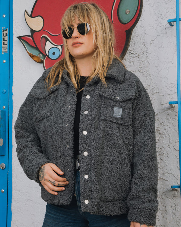 HYNA CHARCOAL SHERPA JACKET - WOMENS
