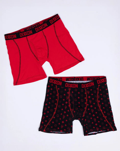 DRIP BOUGIE COTTON STRETCH 2PK BOXER BRIEFS - RED & BLACK