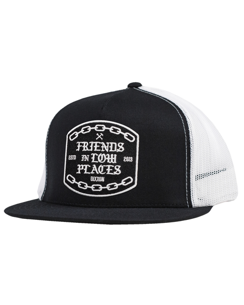 FRIENDS IN LOW PLACES TRUCKER HAT - BLACK/WHITE