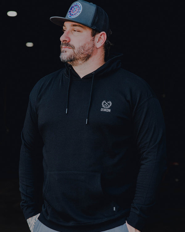 GREY CREST LIGHTWEIGHT HOODIE BLACK - MENS