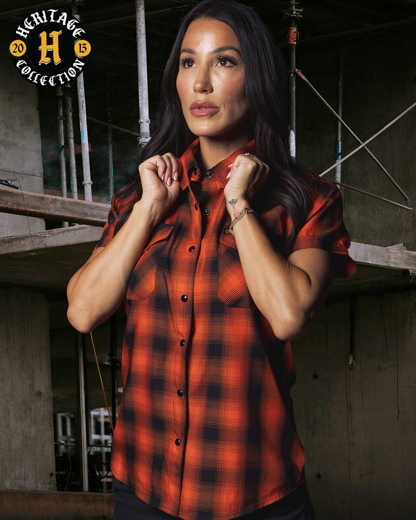HARDHAT HERITAGE BAMBOO SHORT SLEEVE BUTTON UP - WOMENS