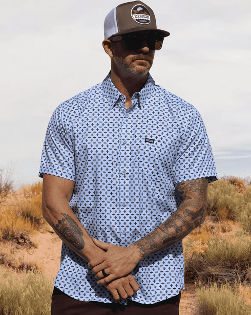 HIGH DESERT PARTY SHIRT SHORT SLEEVE BUTTON UP  BLUE - MENS