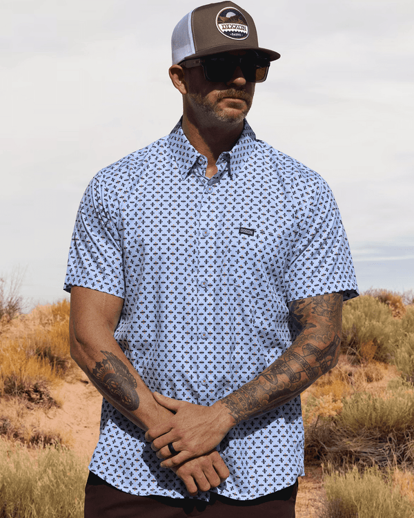 HIGH DESERT PARTY SHIRT SHORT SLEEVE BUTTON UP  BLUE - MENS