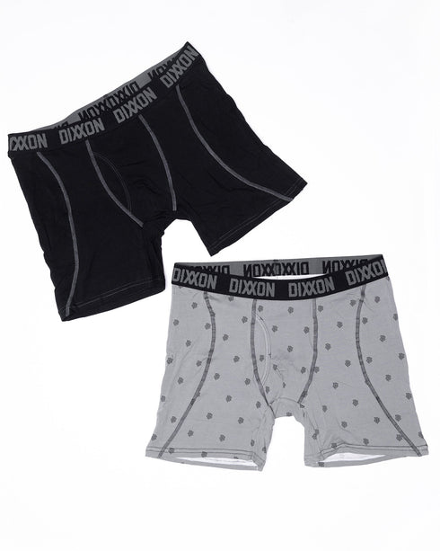 ISIGNIA COTTON STRETCH 2PK BOXER BRIEFS - GREY & BLACK