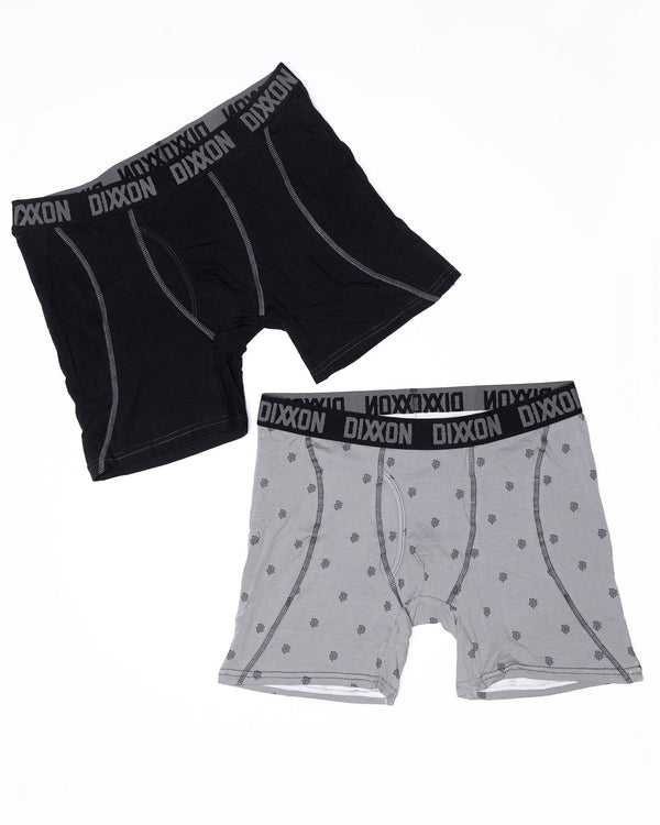 ISIGNIA COTTON STRETCH 2PK BOXER BRIEFS - GREY & BLACK