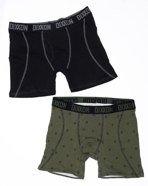 ISIGNIA COTTON STRETCH 2PK BOXER BRIEFS - O.D. GREEN & BLACK