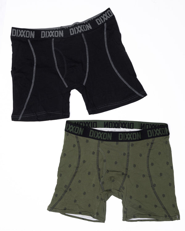 ISIGNIA COTTON STRETCH 2PK BOXER BRIEFS - O.D. GREEN & BLACK