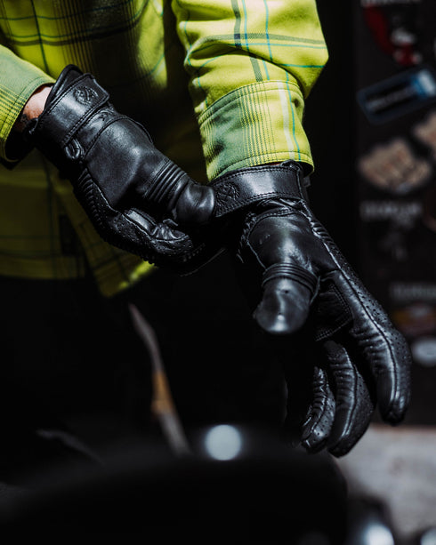 JASPER LEATHER MOTO GLOVES - BLACK