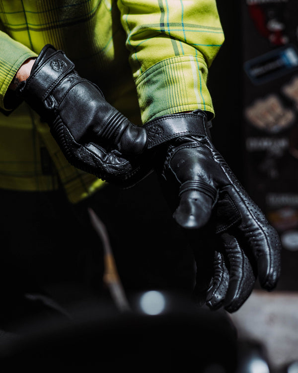 JASPER LEATHER MOTO GLOVES - BLACK