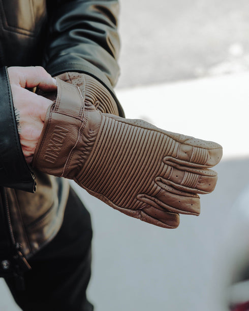 JASPER LEATHER MOTO GLOVES - BROWN