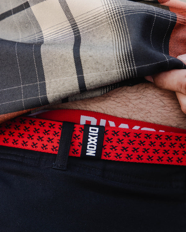 SLIM ELASTIC STRETCH BELT - RED & BLACK FINNEY