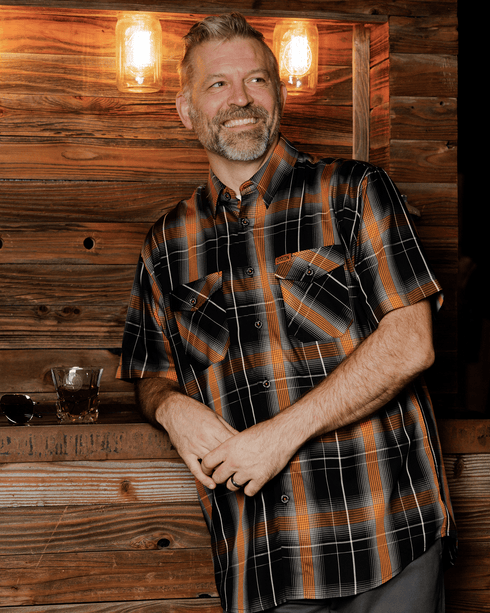 SMOKED OAK BAMBOO SHORT SLEEVE BUTTON UP - MENS