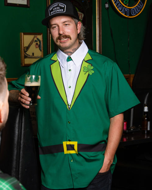 THE IRISH TUX PARTY SHIRT SHORT SLEEVE BUTTON UP  - MENS