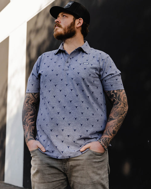 TOLLESON PREMIUM POLO HEATHERED BLUE - MENS