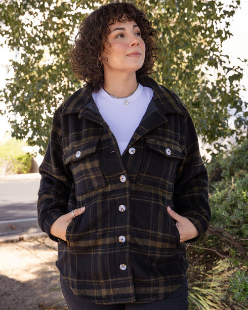 BROWN & BLACK LONG SHACKET - WOMENS
