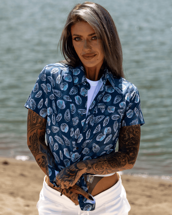 MUSSEL BEACH PARTY SHIRT SHORT SLEEVE BUTTONS UP - WOMENS