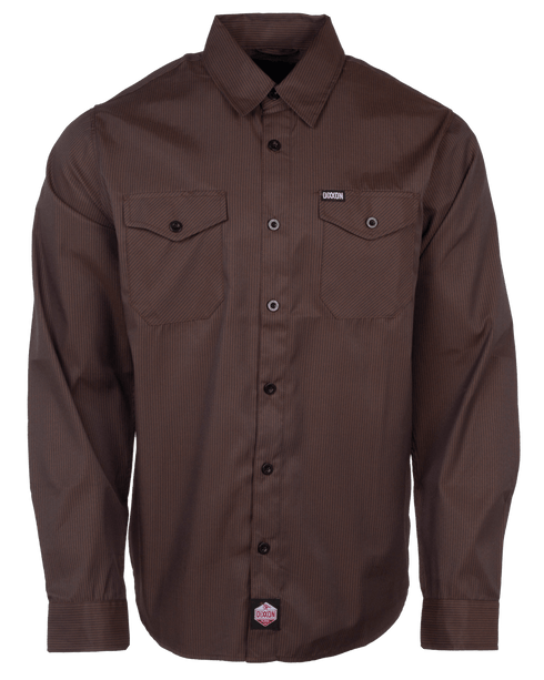 WORKFORCE LONG SLEEVE WORK SHIRT BROWN/BLACK STRIPED - MENS