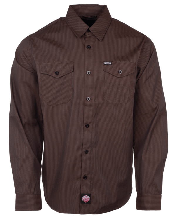 WORKFORCE LONG SLEEVE BUTTON UP BROWN-BLACK - MENS