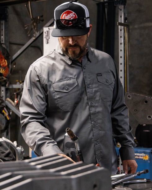WORKFORCE LONG SLEEVE WORK SHIRT CHARCOAL - MENS