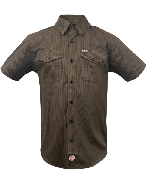 WORKFORCE SHORT SLEEVE WORK SHIRT BROWN-BLACK STRIPED - MENS