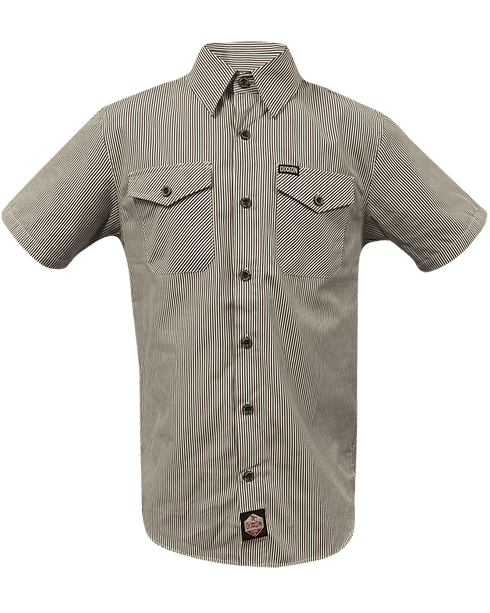 WORKFORCE SHORT SLEEVE WORK SHIRT WHITE-BROWN STRIPED - MENS