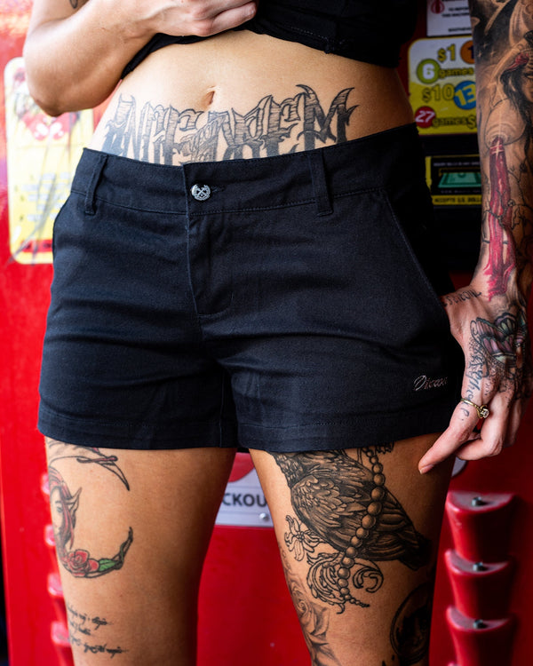 WOMENS CHINO SHORTS - BLACK